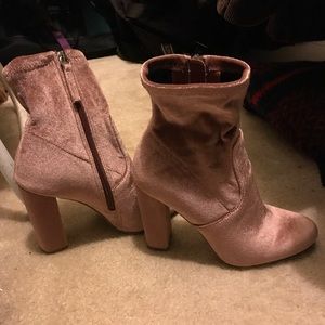 Aldo pink velvet boots in great condition!